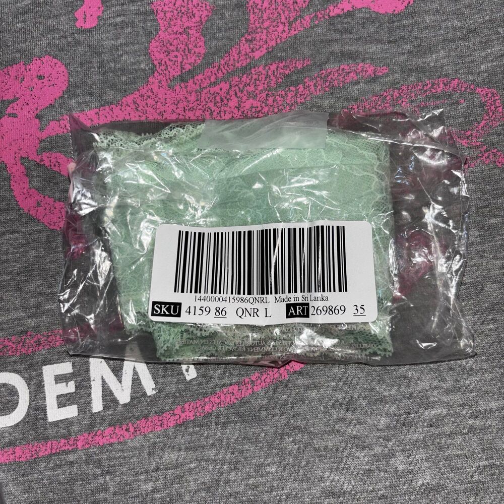 NWT New Victoria’s Secret Lace Panty Brazilian Panty Pretty Mint Floral LG - Picture 7 of 7